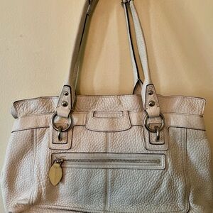 Coach Penelope Satchel/Shoulder Bag~Cream/Bone White Pebbled Leather SEE PHOTOS